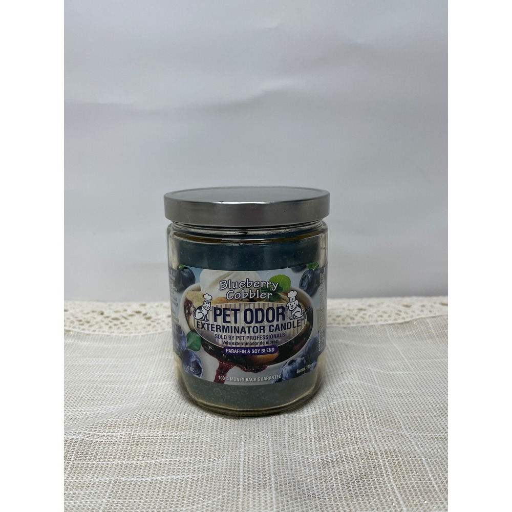 Pet Odor Exterminator Candle Blueberry Cobbler 13oz Soy Blend Jar Scented Candle
